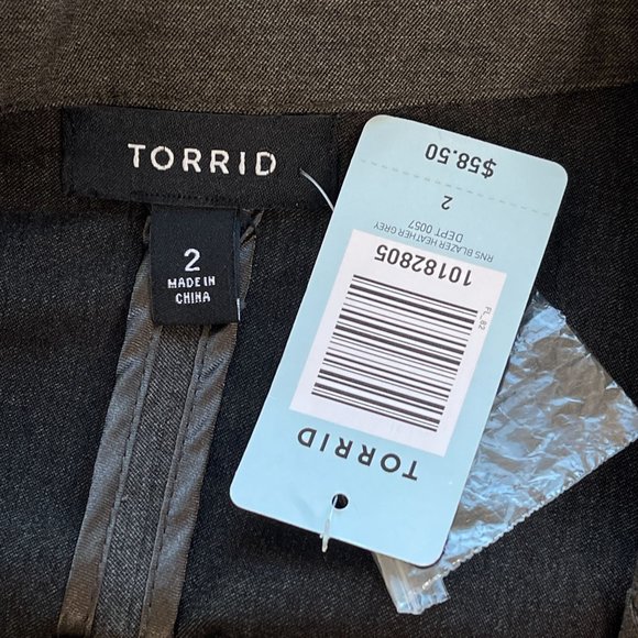 NWT TORRID Heather Grey Ruched Sleeve Blazer Size 2X - Picture 4 of 7